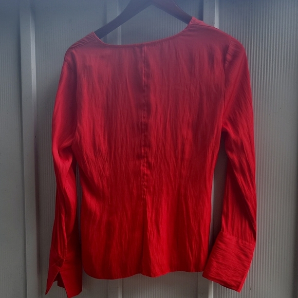 INC International Concepts Orange Tie Front Fitted Blouse - Picture 2 of 10